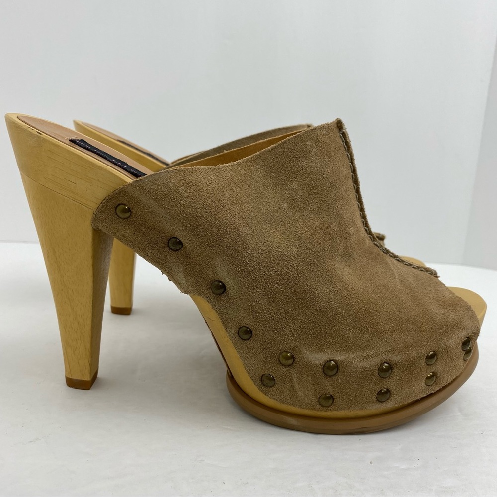 Steven By Steve Madden size 8B Barc Tan Suede Leather Mule Platform Heels